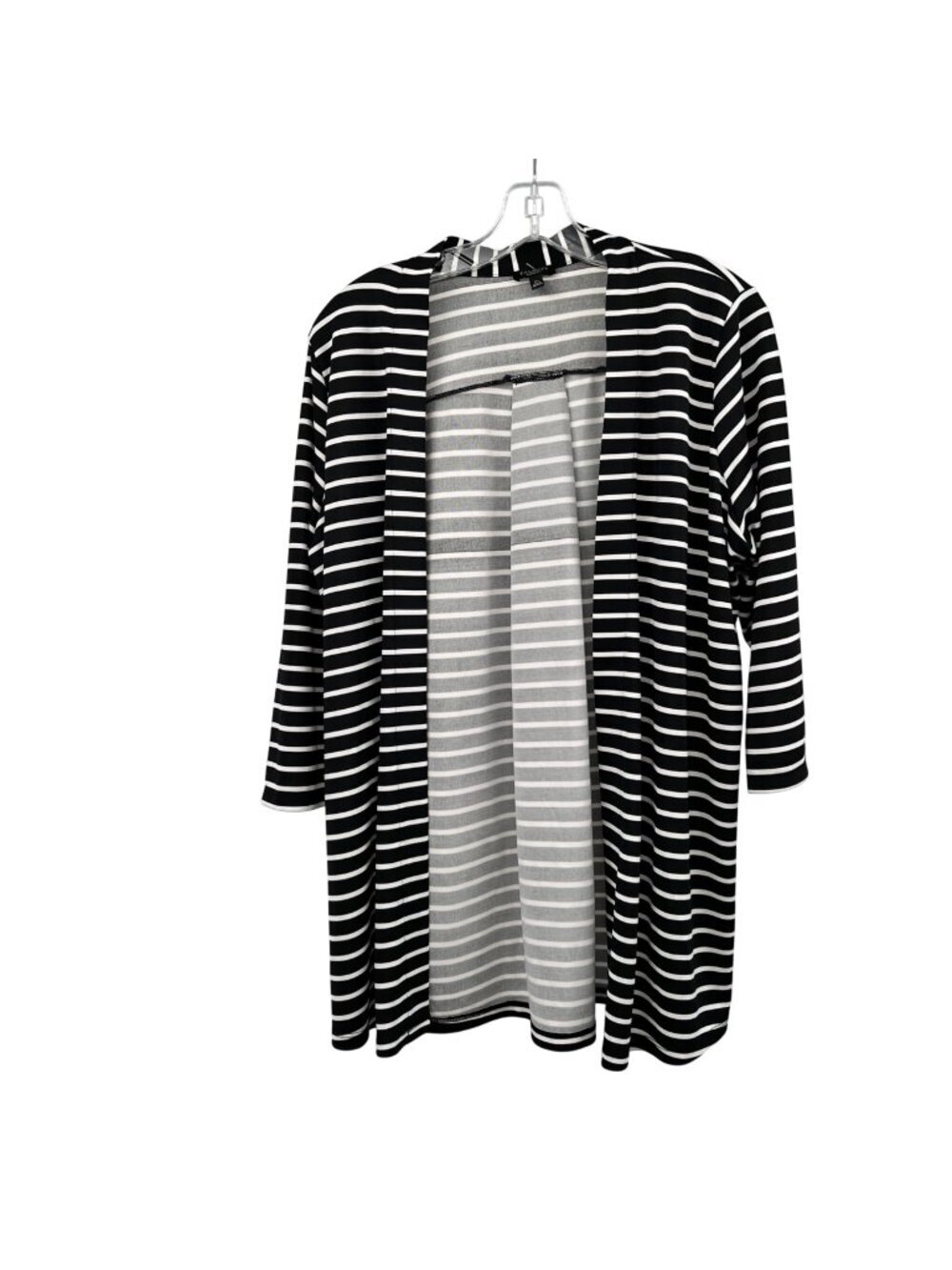 Talbots Womens Open Front Top Black/White Stripe 3/4 Sleeve Size XP